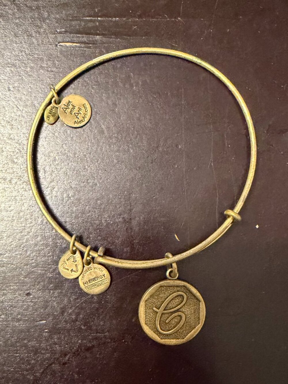 "C" Alex and Ani Bracelet, Gold